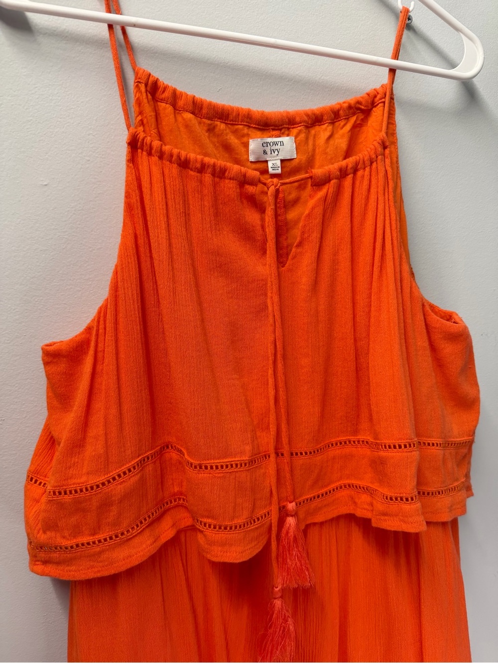 Crown & Ivy Orange Peasant Halter Neck Tie Dress - Picture 4 of 8